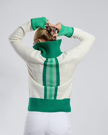 Contrast cardigan cashmere off-white/green/light green - overstock