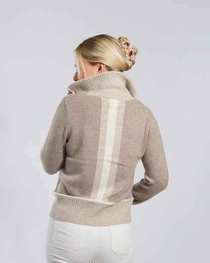 Contrast cardigan kashmir Sand/lyssand/offwhite