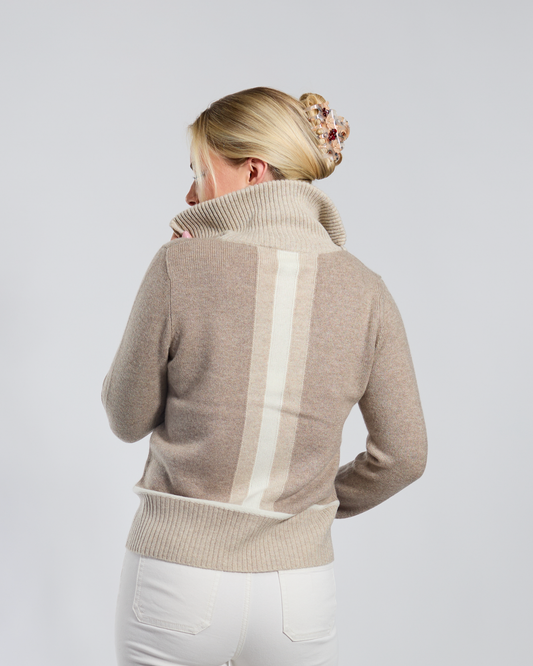 Contrast cardigan kashmir Sand/lyssand/offwhite