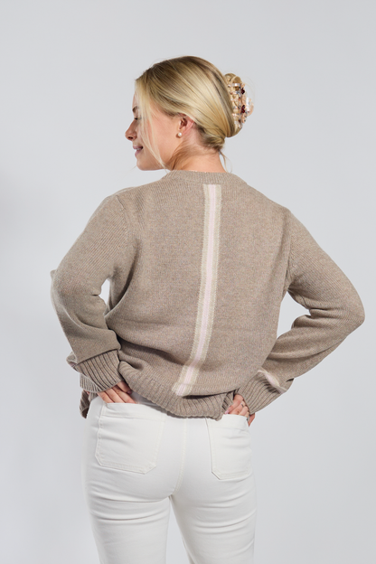 Gilli round neck cashmere - Sand/light sand/light pink 