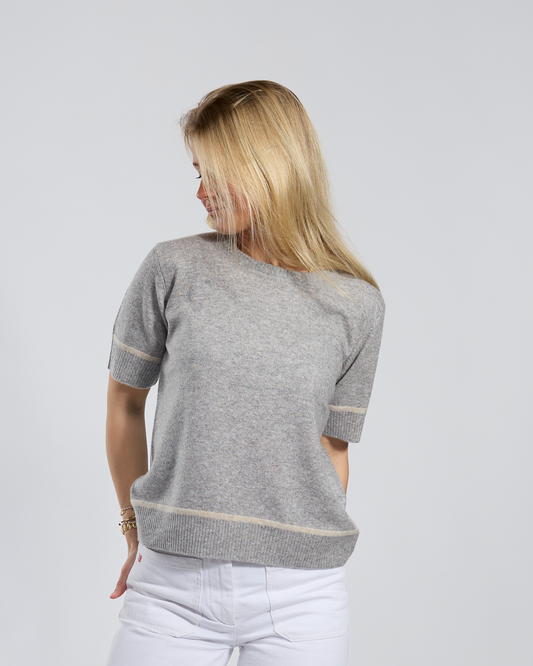 Colette short sleeve - Lysegrå/lyssand