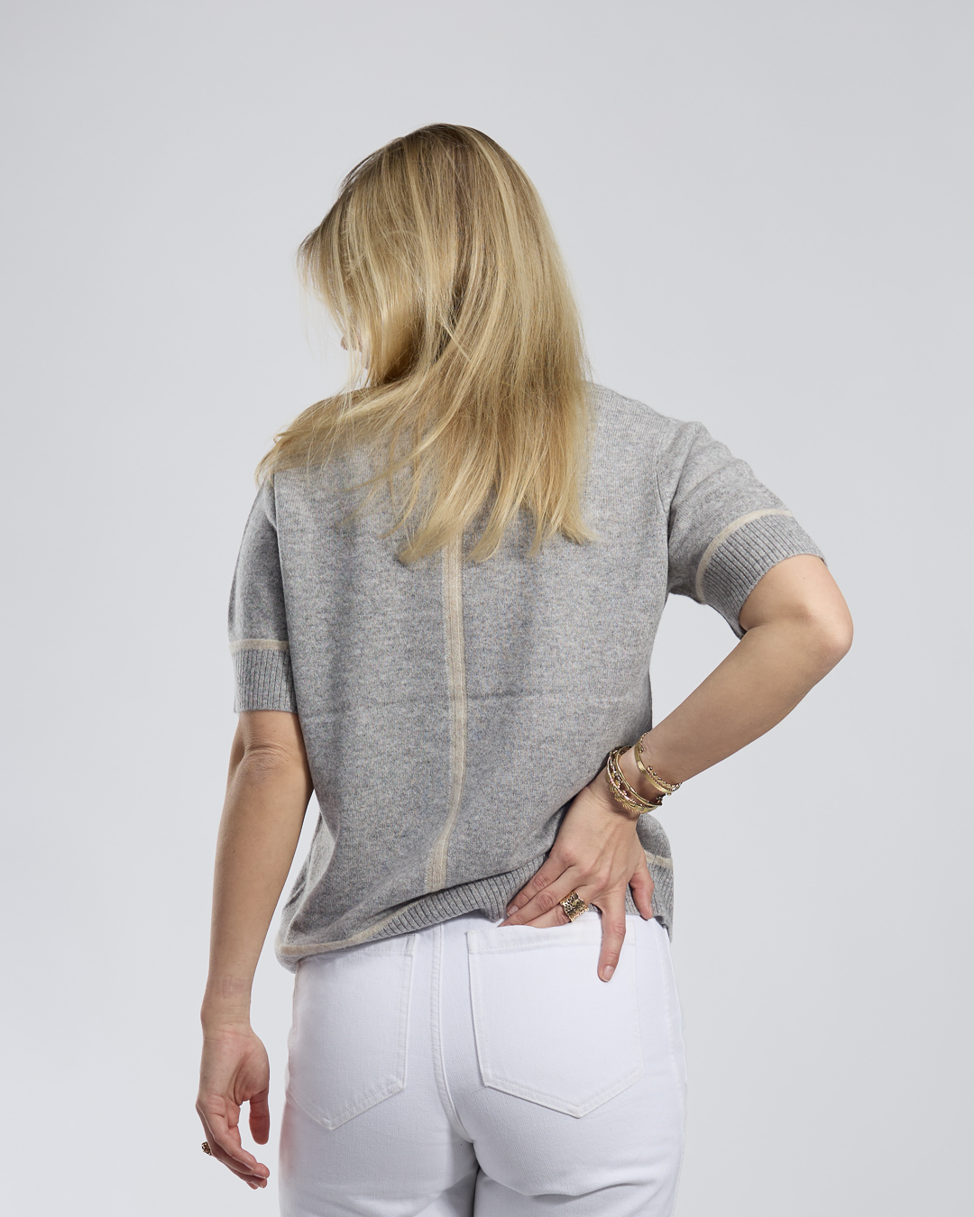 Colette short sleeve - Light grey/light sand