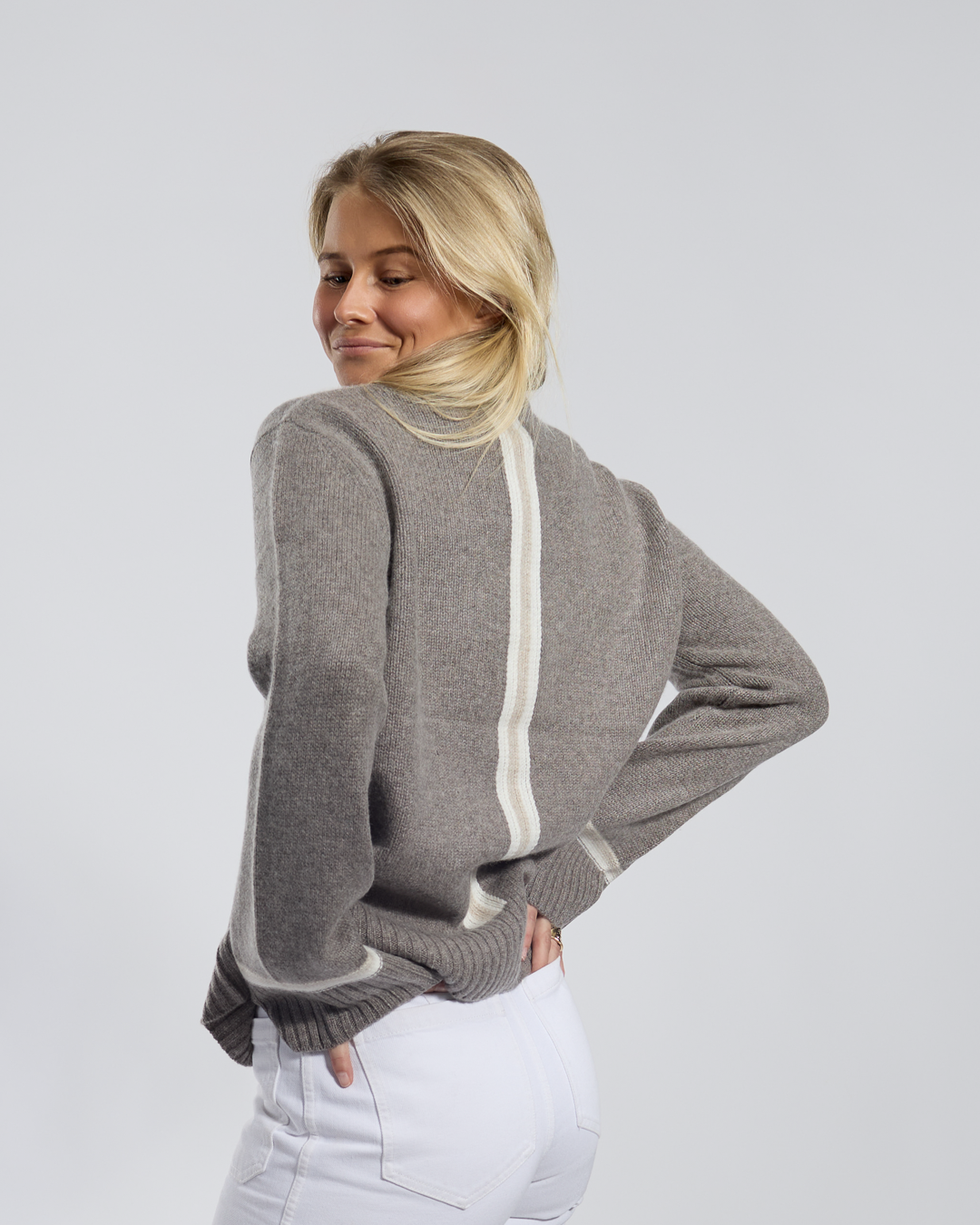Gilli round neck cashmere - Brown/sand/light yellow