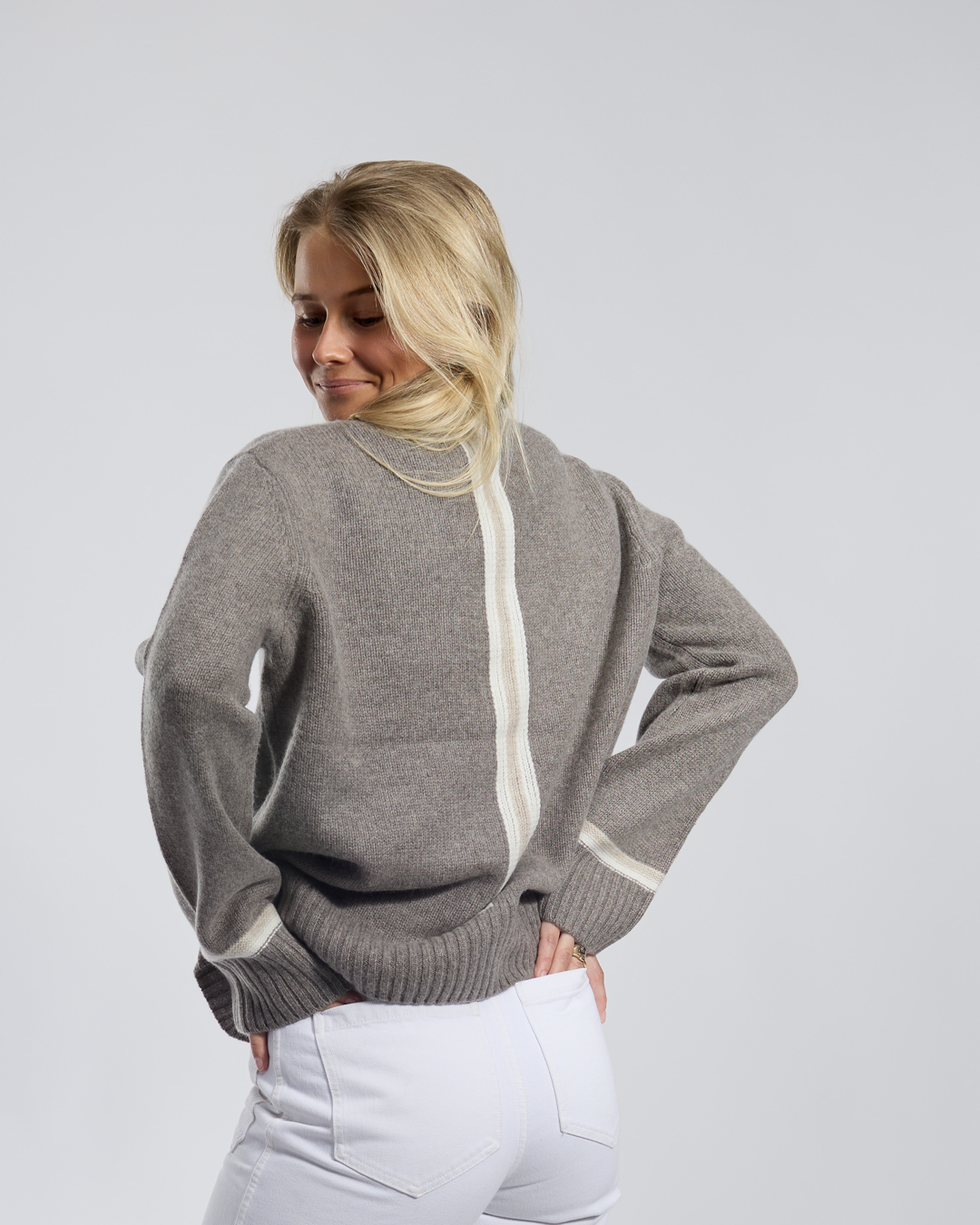 Gilli round neck cashmere - Brown/sand/light yellow