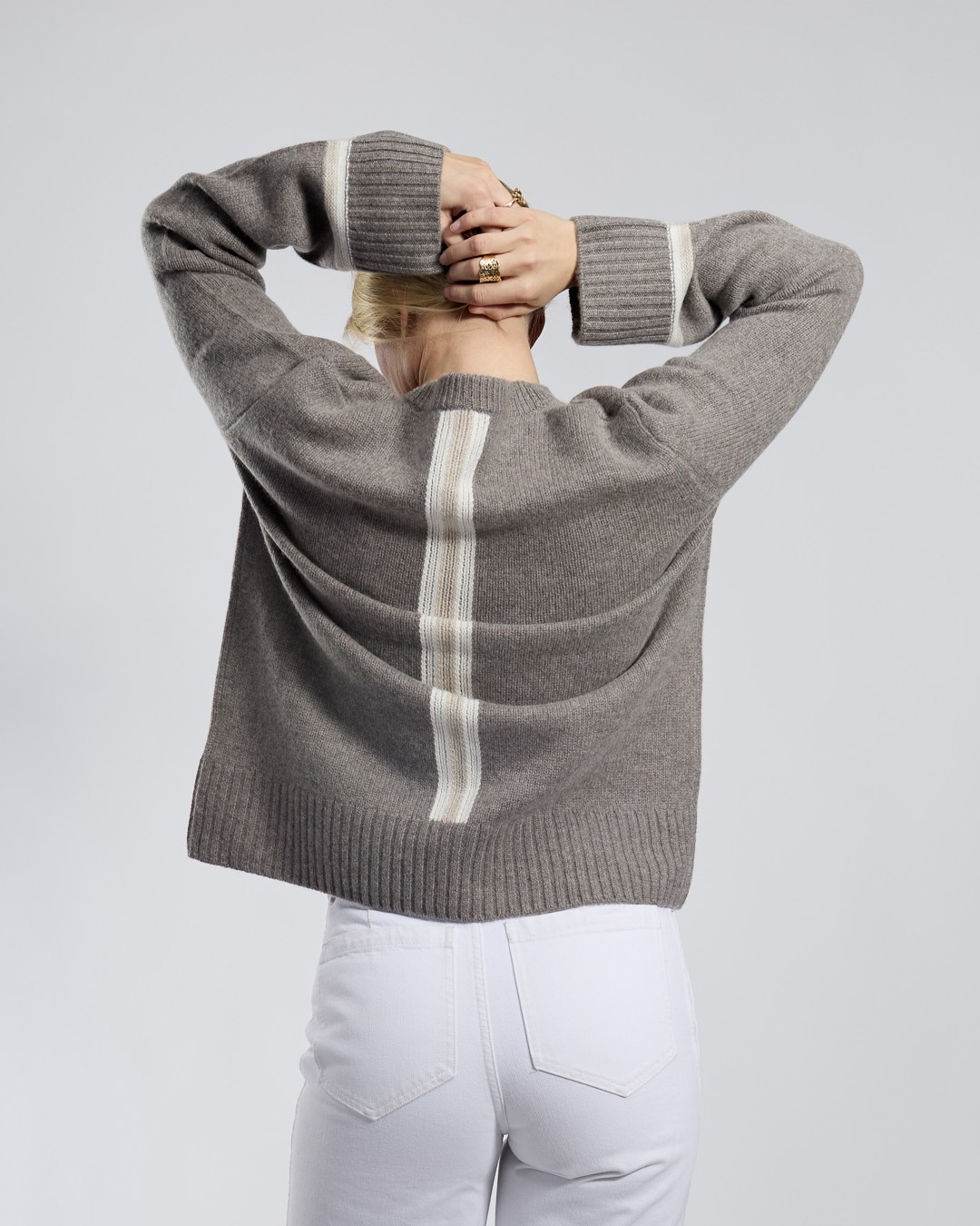 Gilli round neck cashmere - Brown/sand/light yellow