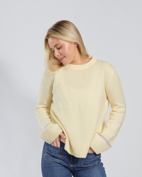 Gilli round neck kashmir - Lysegul/sand/offwhite