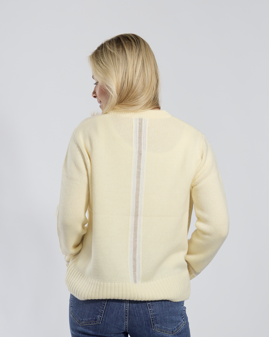 Gilli round neck cashmere - Light yellow/sand/off-white