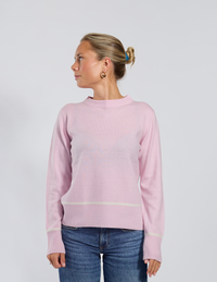 Nicky round neck kashmir - rosa/off-white