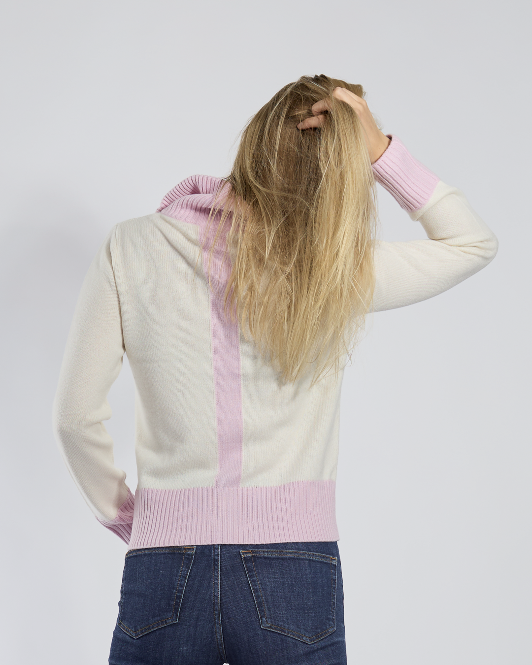 Contrast cardigan cashmere Sand/light sand/off-white