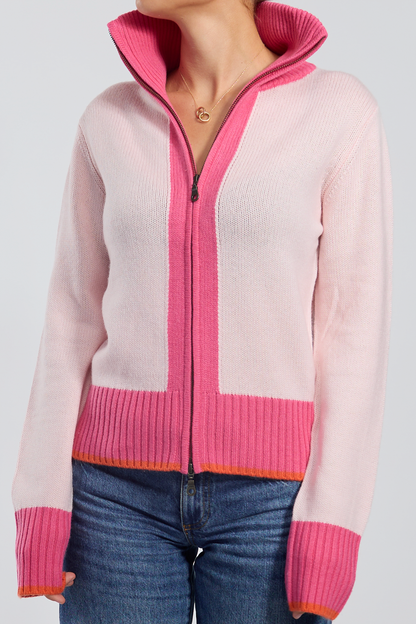 Contrast cardigan lyserosa/rosa/oransje