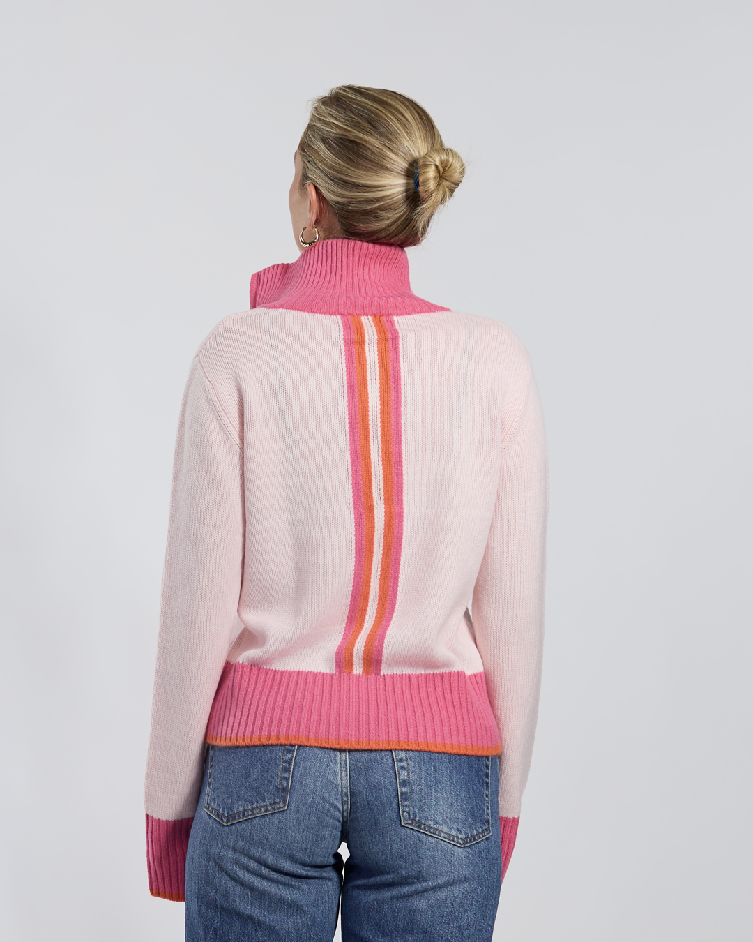 Contrast cardigan lyserosa/rosa/oransje