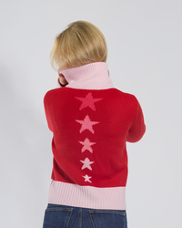 Star cardigan  rød/rosa