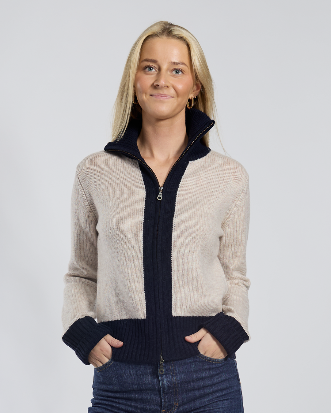 Star cardigan sand/navy