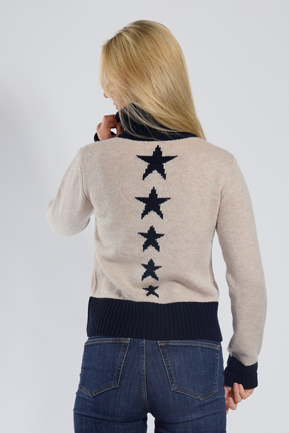 Star cardigan sand/navy