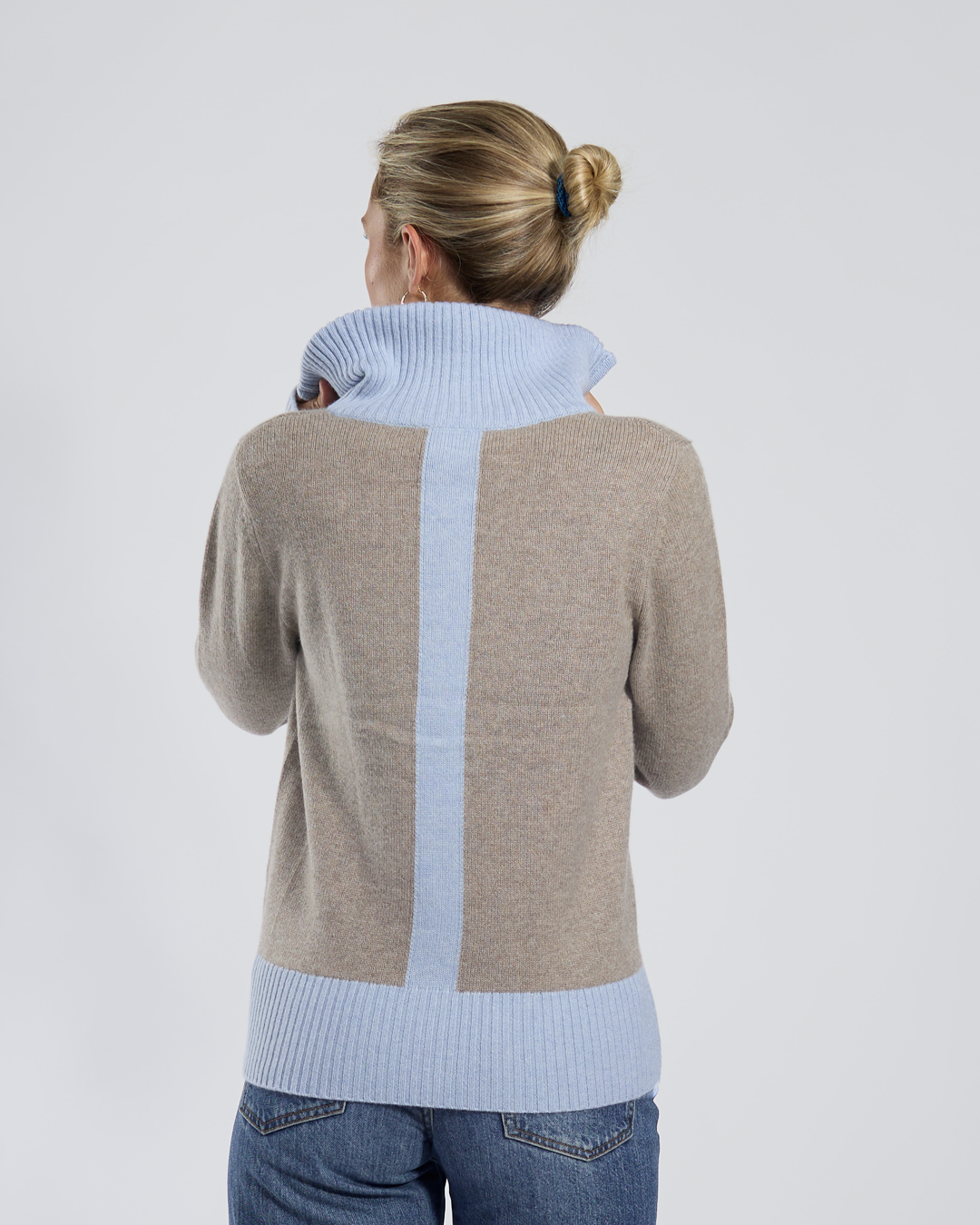 Contrast cardigan cashmere Sand/light sand/off-white
