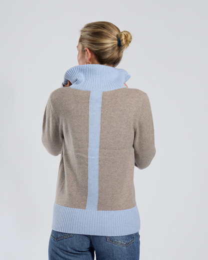 Contrast cardigan cashmere Sand/light sand/off-white