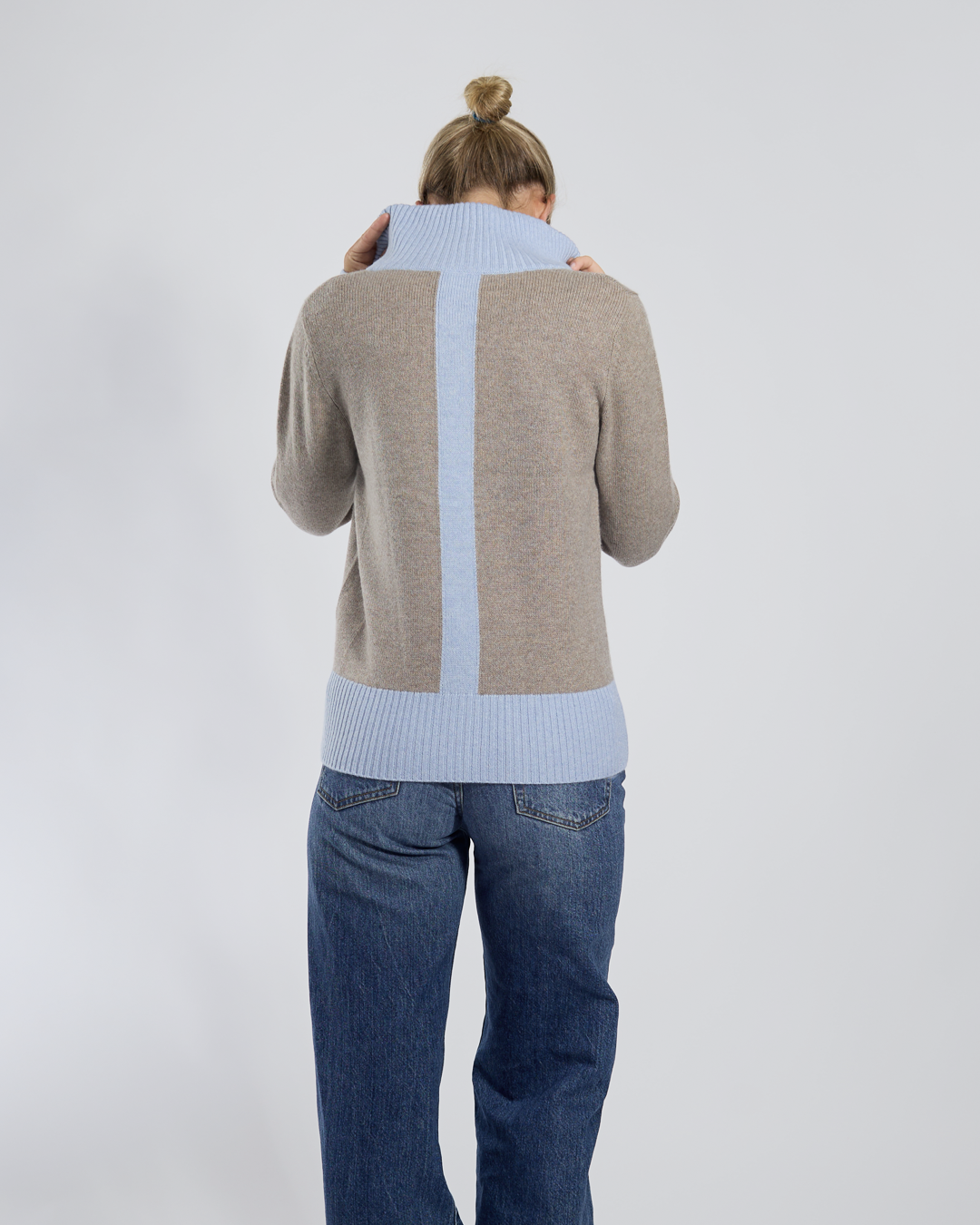 Contrast cardigan cashmere Sand/light sand/off-white