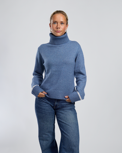 Roll neck jumper - Denimblå/offwhite