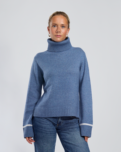Roll neck jumper - Denimblå/offwhite