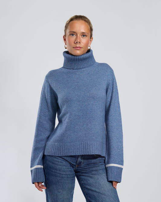 Roll neck jumper - Denimblå/offwhite