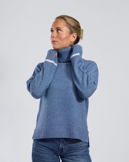 Roll neck jumper - Denimblå/offwhite