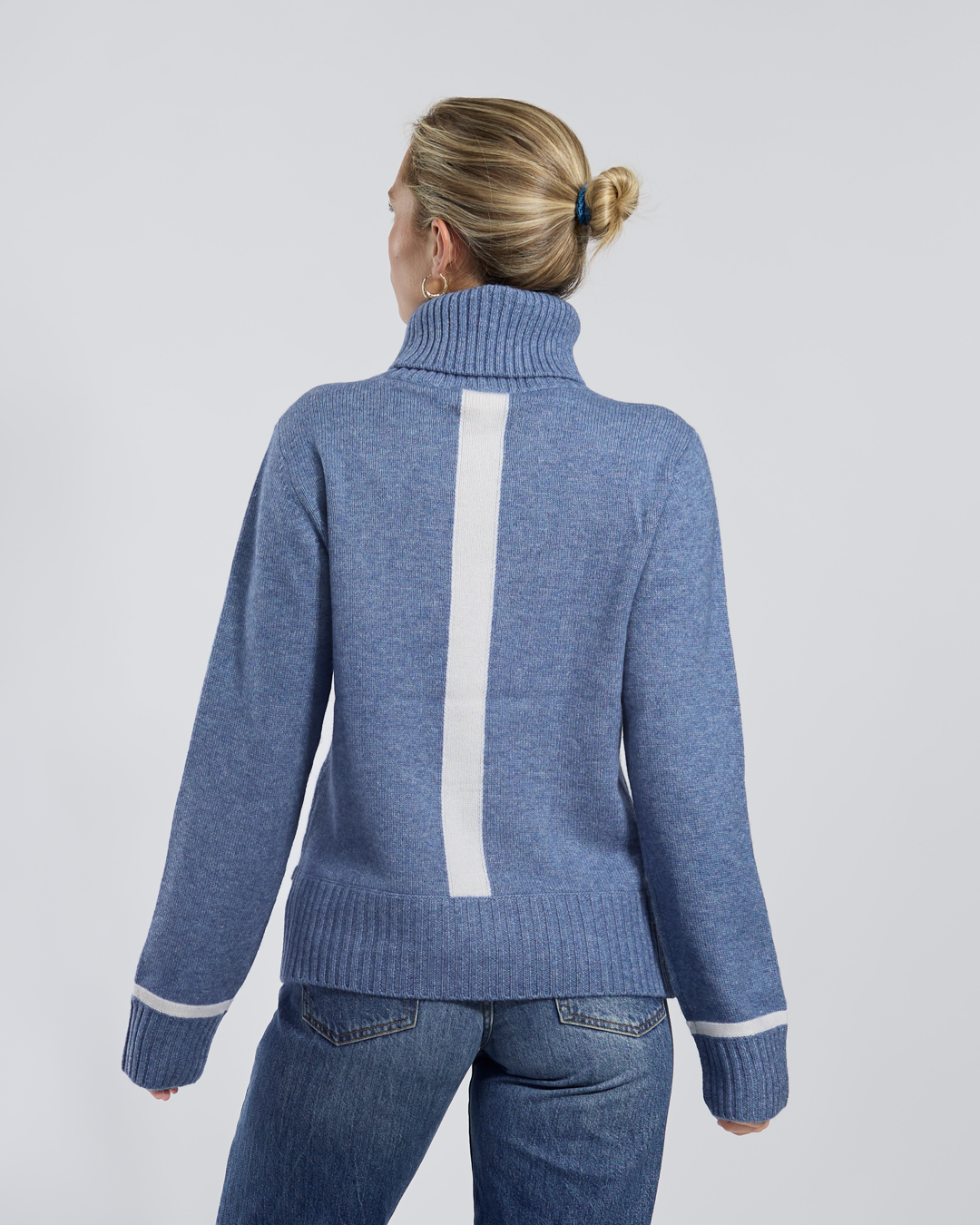 Roll neck jumper - Denimblå/offwhite