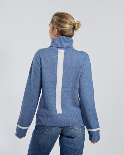 Roll neck jumper - Denimblå/offwhite