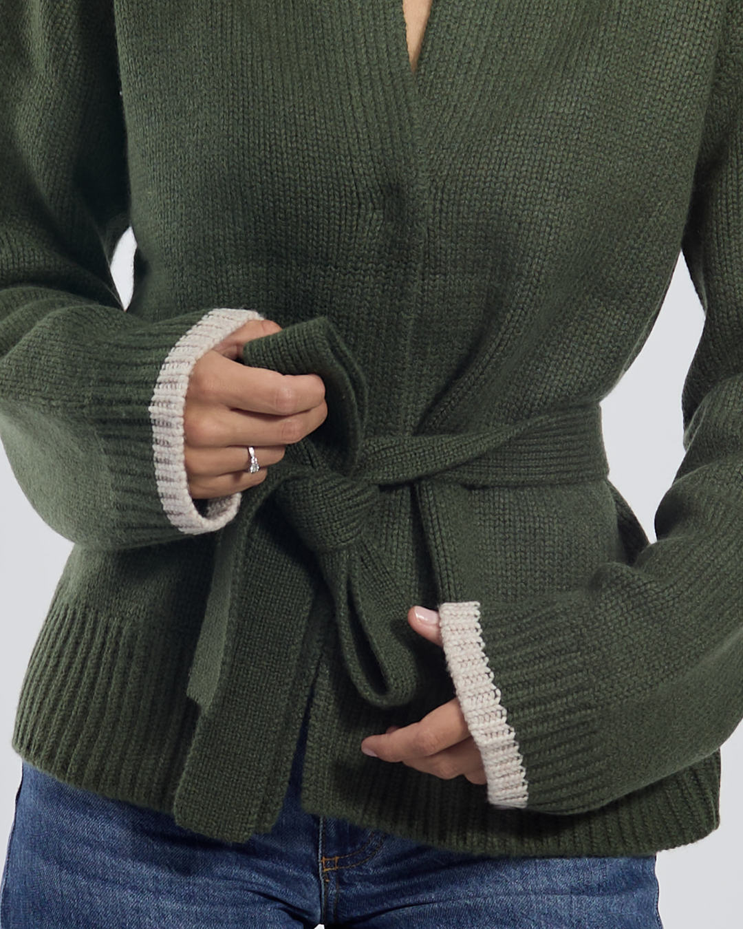 Floor cardigan oliven/lyssand