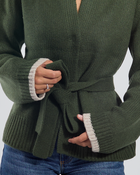 Floor cardigan oliven/lyssand