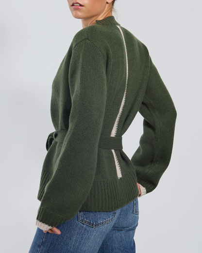 Floor cardigan oliven/lyssand