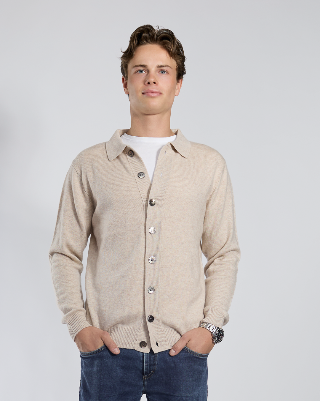 Fredrik cardigan - Sand / toast/sand