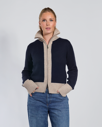 Contrast cardigan Navy / Sand