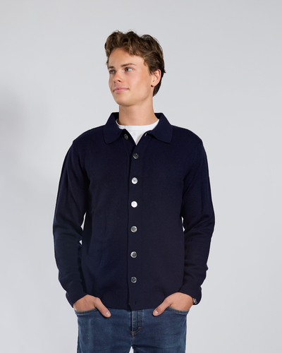 Fredrik cardigan - Navy/ sand/toast
