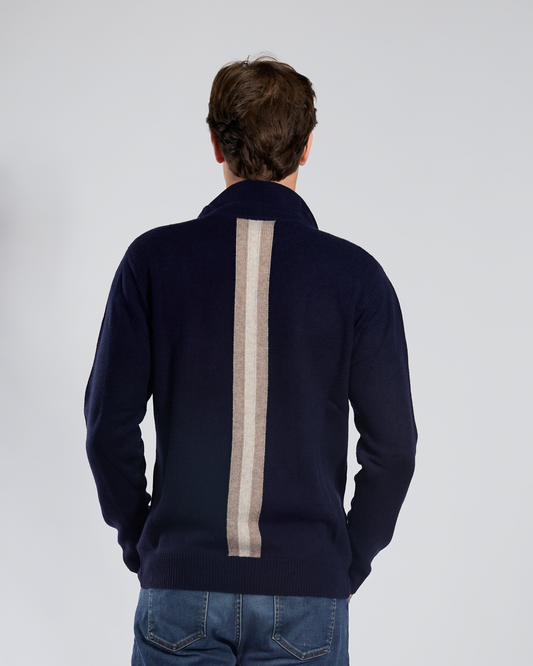 Fredrik cardigan - Navy/ sand/toast