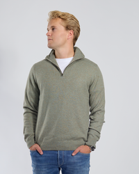 Christian half zip herre kashmir - lys oliven/sand