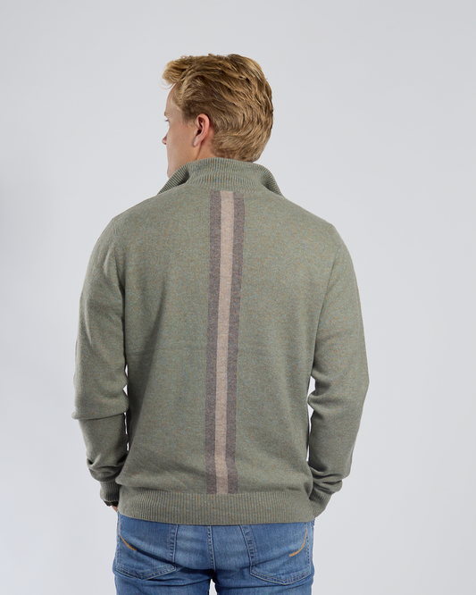 Christian half zip herre kashmir - lys oliven/sand