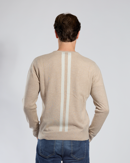 William round neck herre Kashmir - Sand / offwhite
