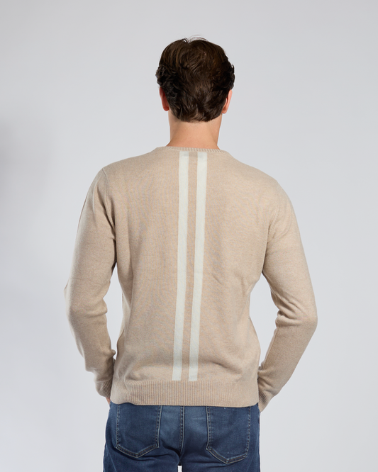 William round neck herre Kashmir - Sand / offwhite