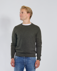 William round neck men's Kashmir - Olive