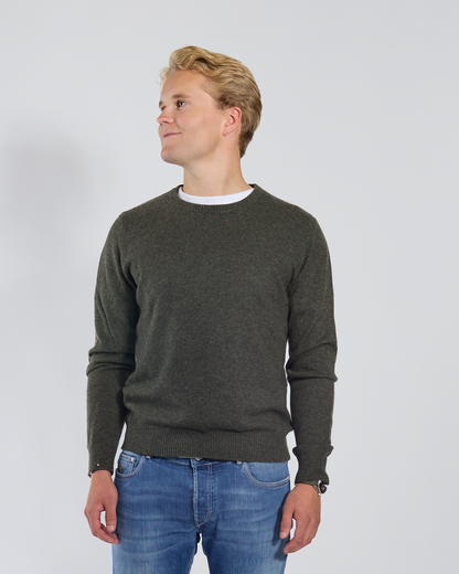 William round neck men's Kashmir - Olive