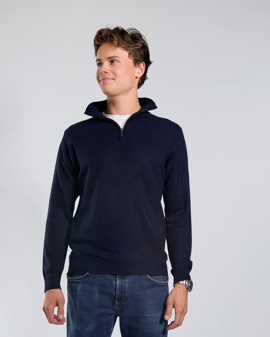 Christian half zip herre kashmir - navy/sand