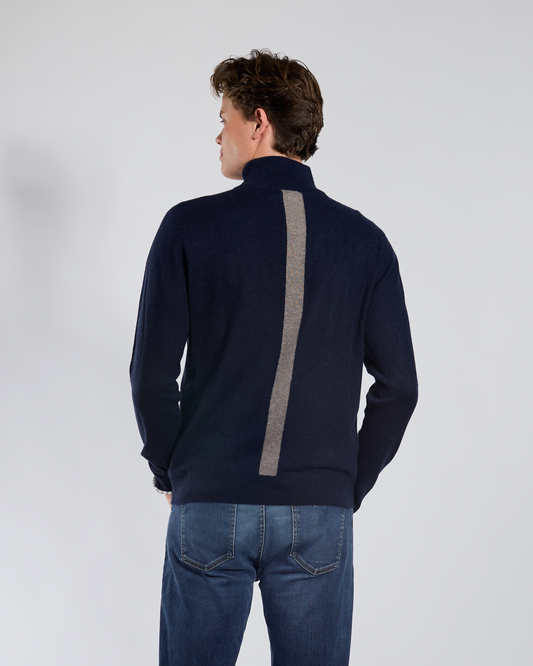 Christian half zip herre kashmir - navy/sand