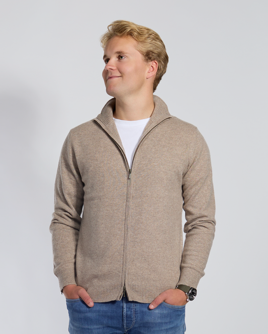 Thomas cardigan herre - sand/sandfarger
