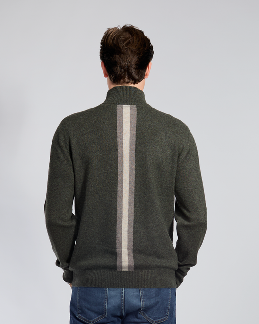 Christian half zip herre kashmir - oliven