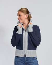 Contrast cardigan Navy / lyseblå