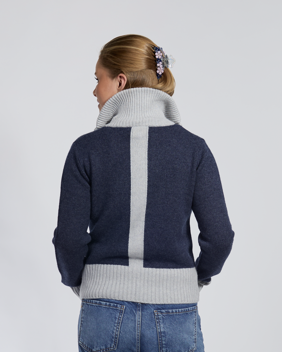 Contrast cardigan Navy / lyseblå