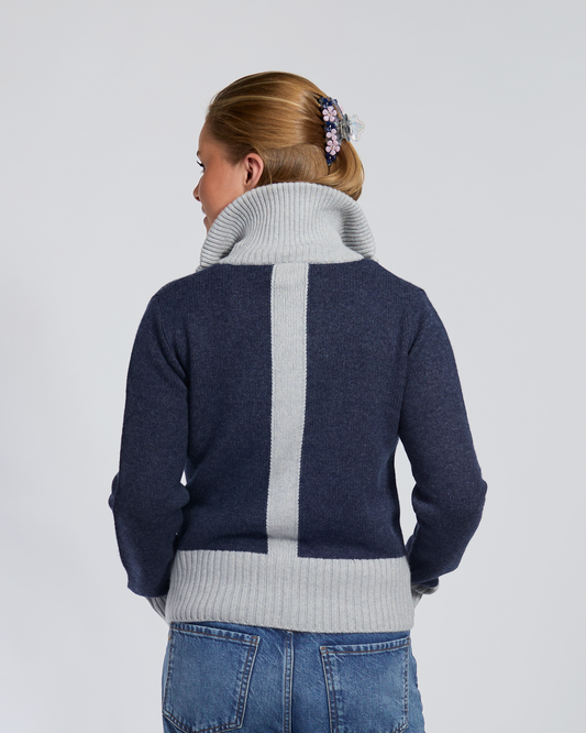 Contrast cardigan Navy / lyseblå