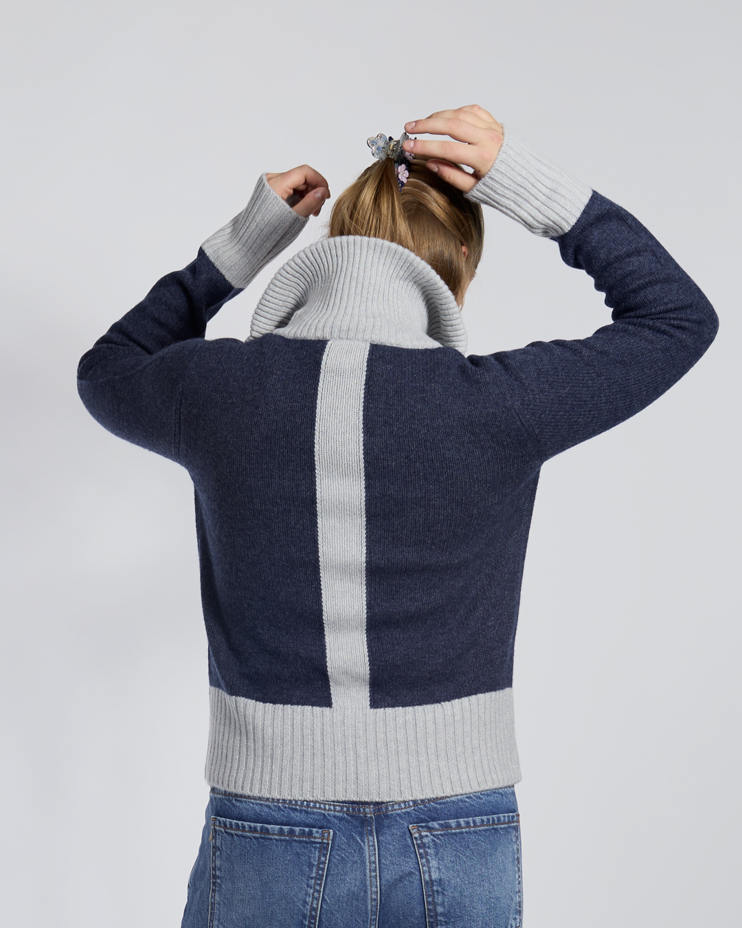 Contrast cardigan Navy / lyseblå