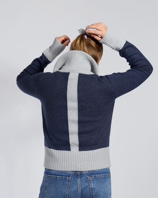 Contrast cardigan Navy / lyseblå