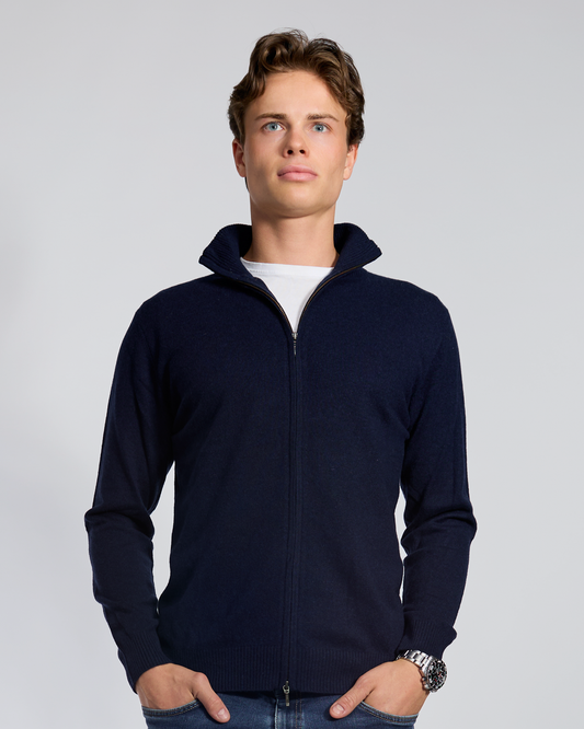 Thomas cardigan herre - Navy/ sand